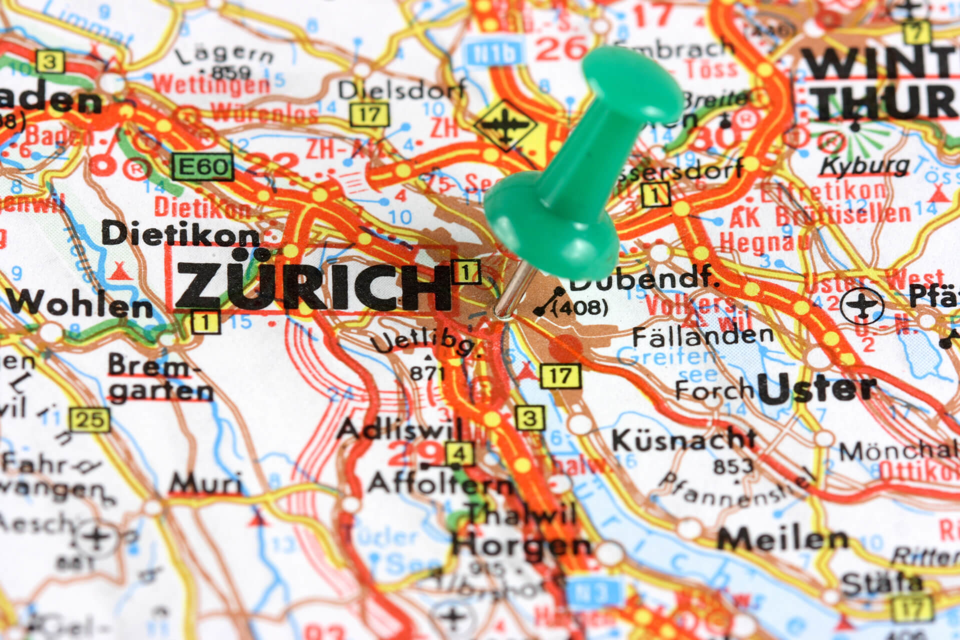 Carte de voyage de Zurich